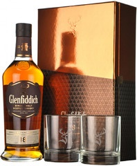 Виски Glenfiddich 18 Years Old, gift box with 2 glasses