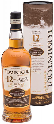 Виски Tomintoul 12 YO, Oloroso Sherry Cask Finish, gift tube, 0.7 л вид 1